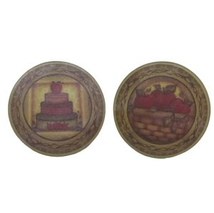 Vintage Glass Pot Hot Stands Holder  Trivets Apples Design 8" Set of 2